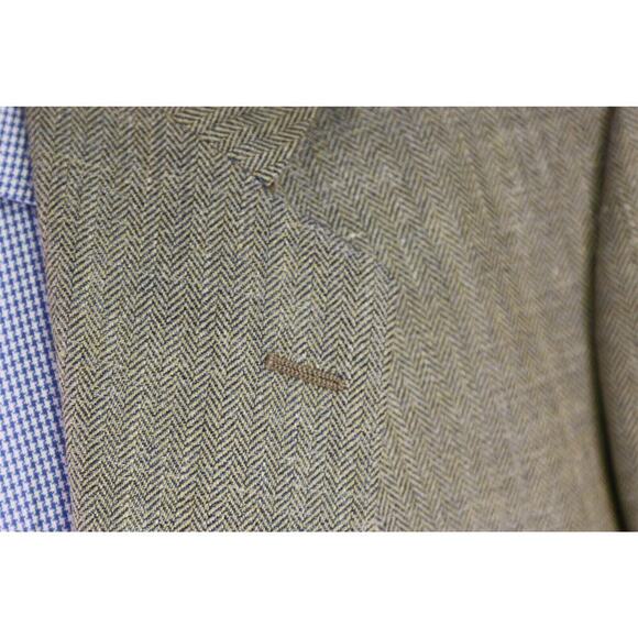Southwick for Paul Simon Blue/Gold Herringbone Silk 2-Btn Sportcoat Blazer 42R - Picture 5 of 8